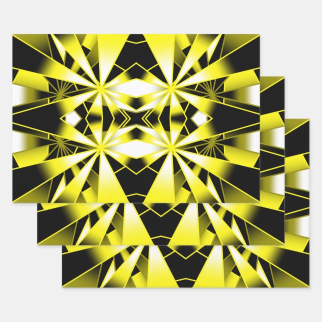Bumblebee Color Gradient Perspective Drawing Wrapping Paper Sheets (Set)