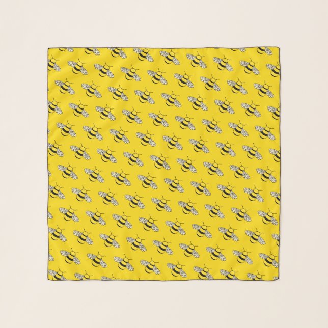Bumblebee Cute Bee Patterned Yellow Scarf (Front)