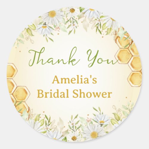 Bumblebee Daisy Bridal Shower Favor Bee Thank You Classic Round Sticker