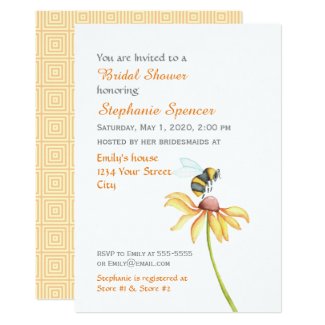 Bumblebee Daisy Watercolor Bridal Shower Card