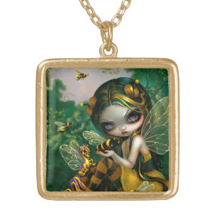 "Bumblebee Dragonling" Gold Plated Necklace