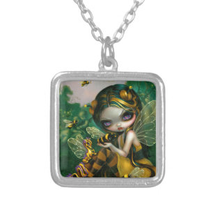 "Bumblebee Dragonling" Silver Plated Necklace