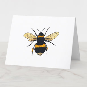 Bumblebee Drawing Blank Letterpress Thank You Card