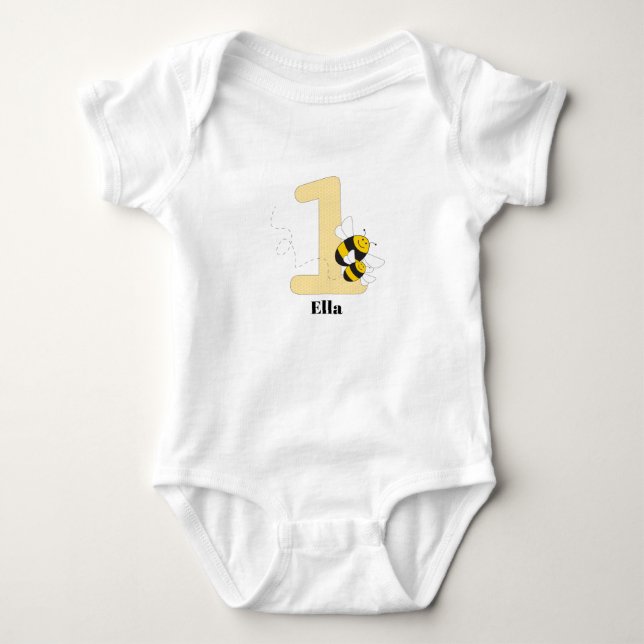 Bumblebee first birthday t-shirt for one year old baby bodysuit (Front)