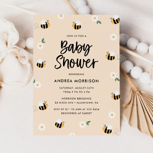 Bumblebee Floral Baby Shower Invitation