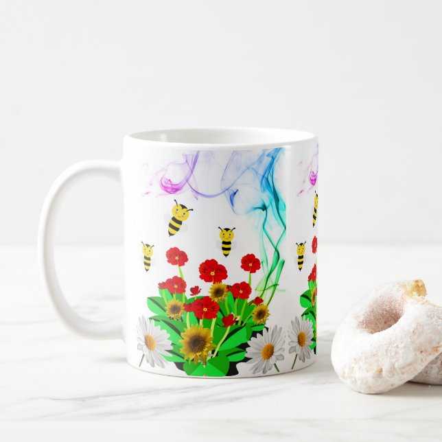 Bumblebee Floral Bumblebee Mug (With Donut)