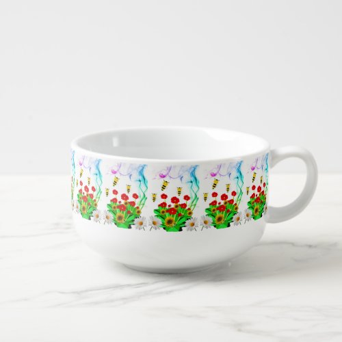 Bumblebee Floral Daisy Sunflower Soup Mug