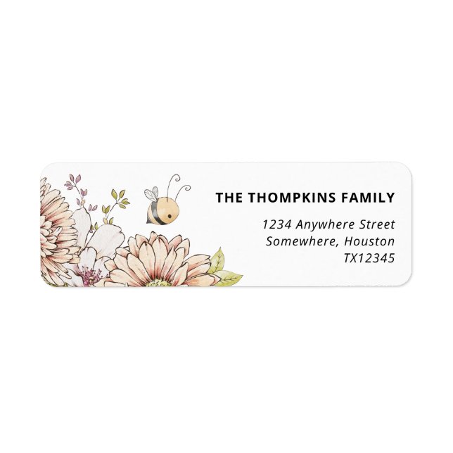 Bumblebee Florals Return Name address Label (Front)
