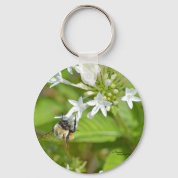 Bumblebee & Flowers Keychain by TrailsThroughNature at Zazzle