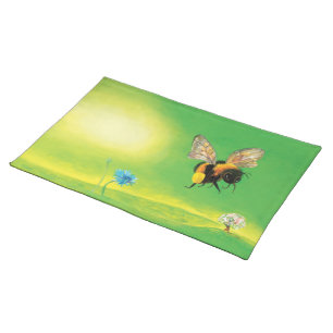 Bumblebee flying illustration  cloth placemat