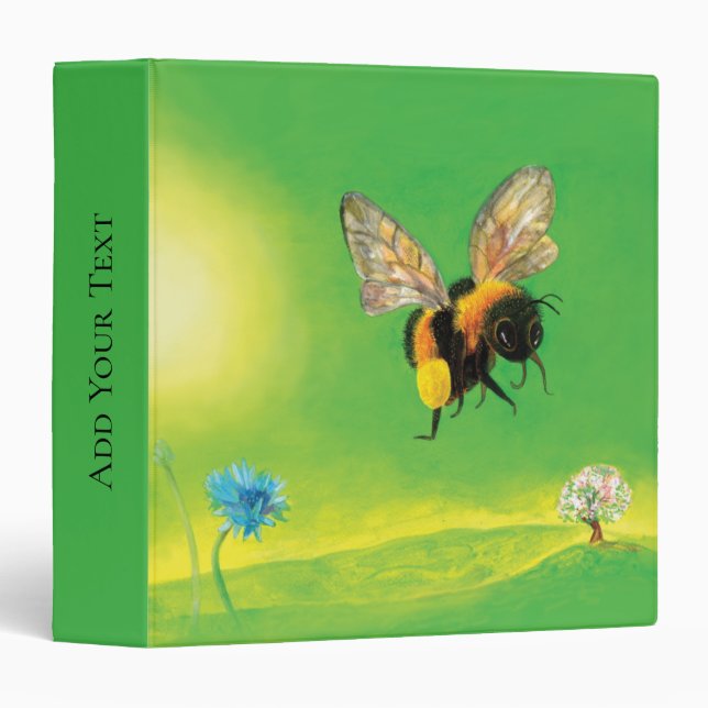 Bumblebee Flying over the Meadow   3 Ring Binder (Front/Spine)