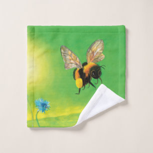 Bumblebee Flying over the Meadow Bath Towel Set