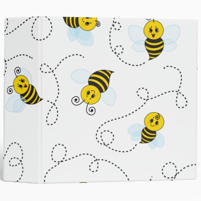 Bumblebee Flying Yellow Black Bumble Bee 3 Ring Binder (Front/Spine)