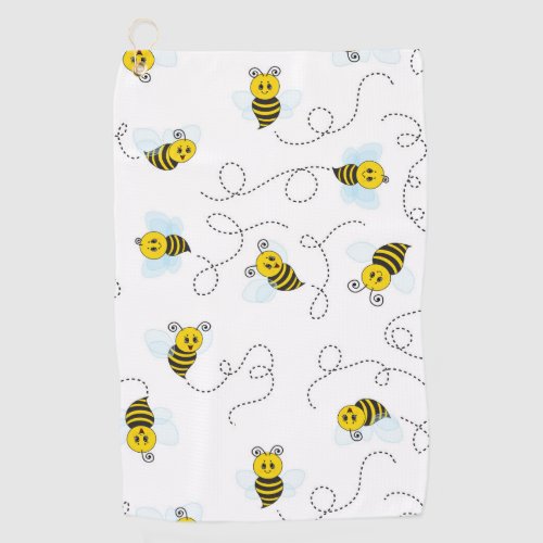 Bumblebee Flying Yellow Black Bumble Bee Golf Towel