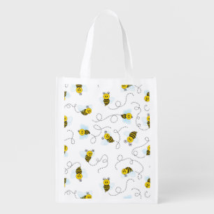 Bumblebee Flying Yellow Black Bumble Bee Grocery Bag