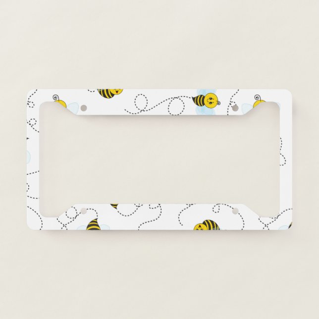 Bumblebee Flying Yellow Black Bumble Bee License Plate Frame (Front)