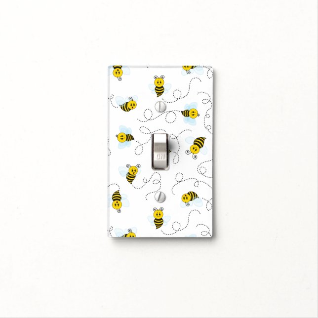 Bumblebee Flying Yellow Black Bumble Bee Light Switch Cover (In Situ)