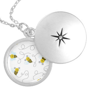 Bumblebee Flying Yellow Black Bumble Bee Locket Necklace