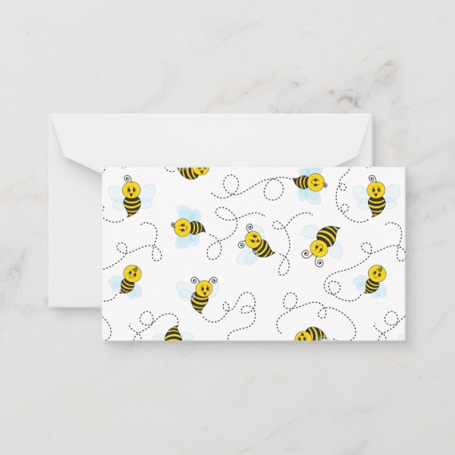 Bumblebee Flying Yellow Black Bumble Bee Note Card (Front)