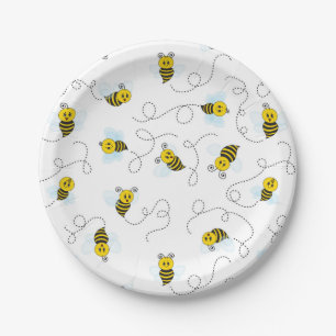 Bumblebee Flying Yellow Black Bumble Bee Paper Plates