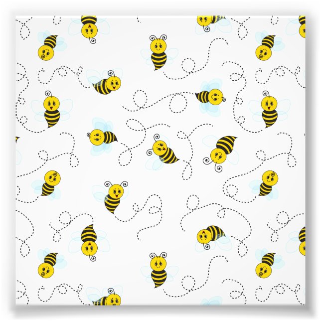 Bumblebee Flying Yellow Black Bumble Bee Photo Print (Front)