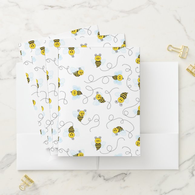 Bumblebee Flying Yellow Black Bumble Bee Pocket Folder (In Situ)