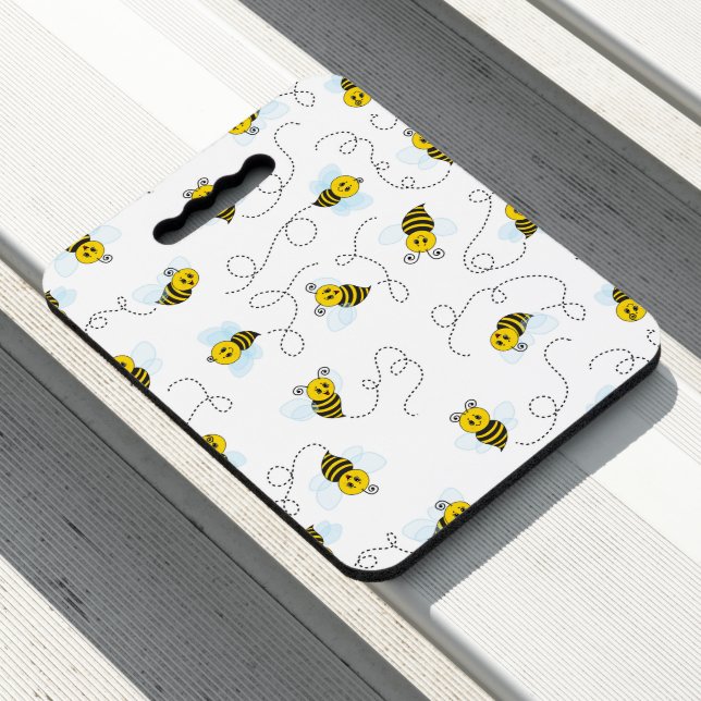 Bumblebee Flying Yellow Black Bumble Bee Seat Cushion (In Situ)