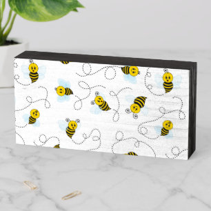 Bumblebee Flying Yellow Black Bumble Bee Wooden Box Sign