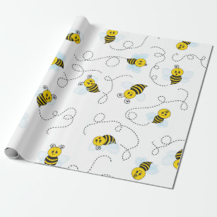 Gnome & Bumble Bee Cute Yellow Wrapping Paper sold by Guilherme