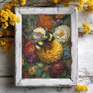 Bumblebee Garden Blooms Decoupage Tissue Paper