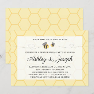 Bumblebee Gender Reveal Party Invitation