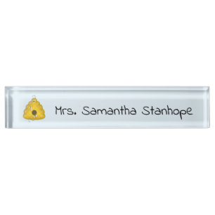 Bumblebee Hive with Buzzing Bees Personalized Desk Name Plate