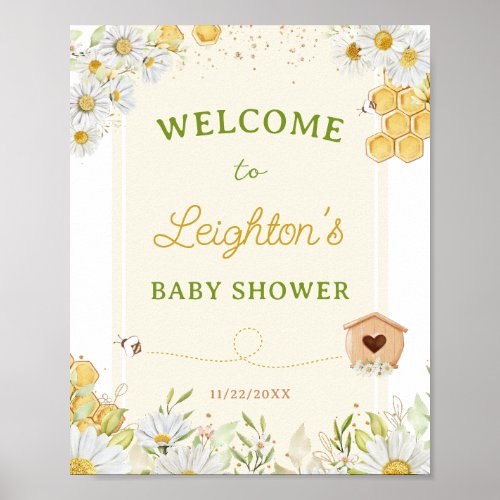 Bumblebee Honey Bee Baby Shower Sprinkle Welcome P Poster