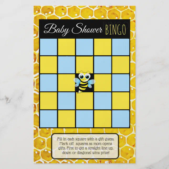 Bumblebee Honey Bee Themed baby shower games Flyer Zazzle