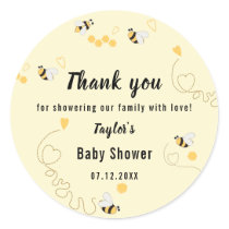 Bumblebee Honey Gender Neutral Baby Shower Classic Round Sticker