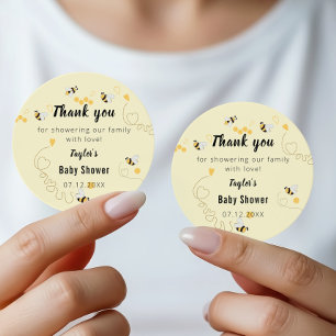 Bumblebee Honey Gender Neutral Baby Shower Classic Round Sticker
