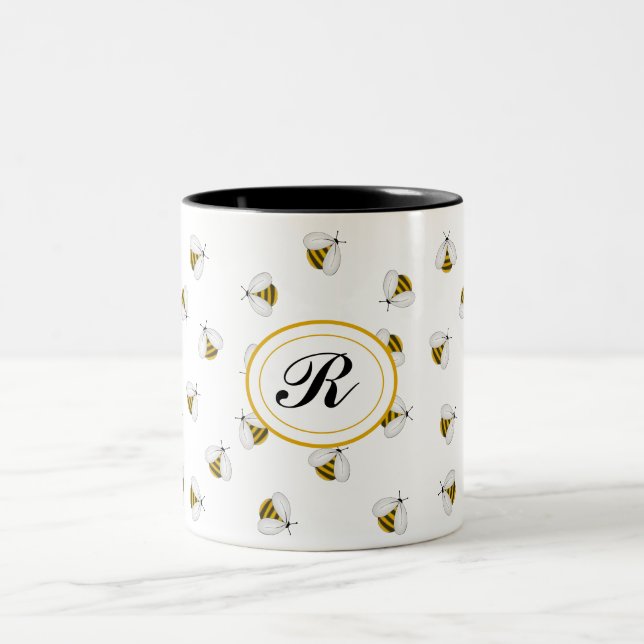 Bumblebee Honey Personalized Monogram Coffee Mug (Center)