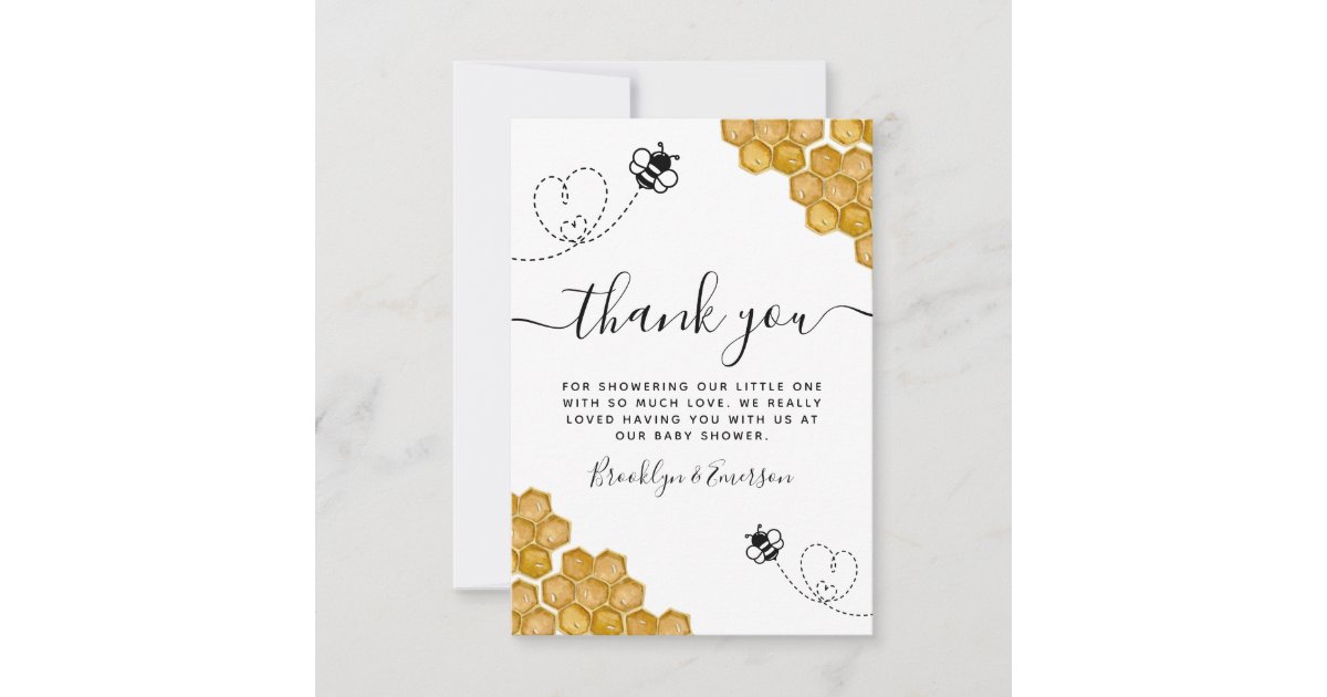 Bumblebee Honeycomb Baby Shower Thank You Card | Zazzle