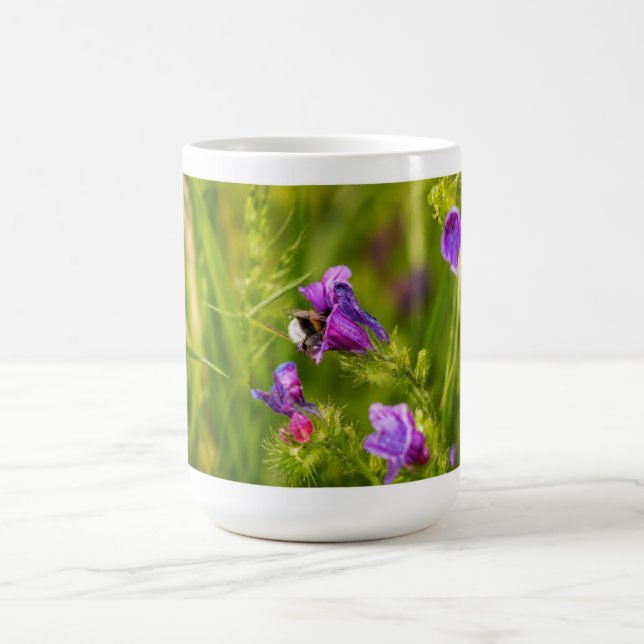 Bumblebee in Bloom - Nature and Insect Photography Coffee Mug (Center)