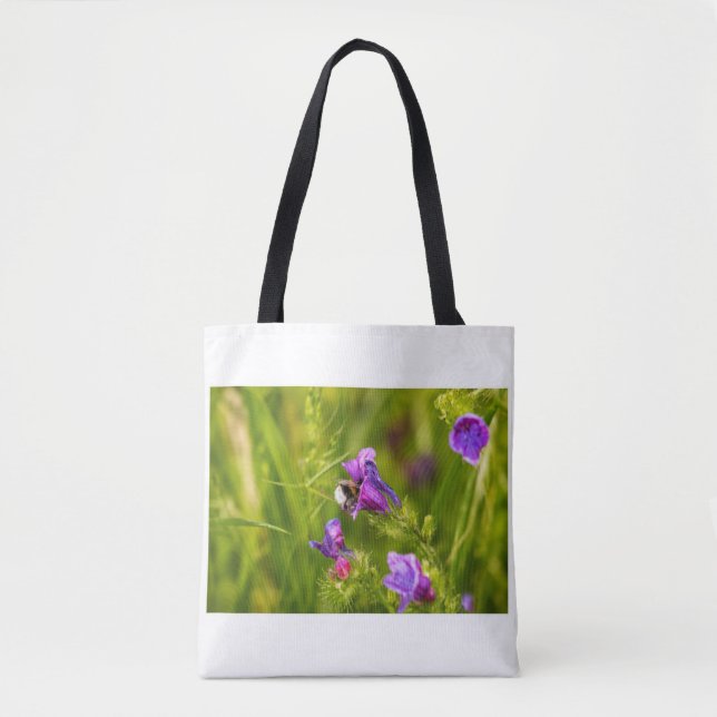 Bumblebee in Bloom - Nature and Insect Photography Tote Bag (Front)