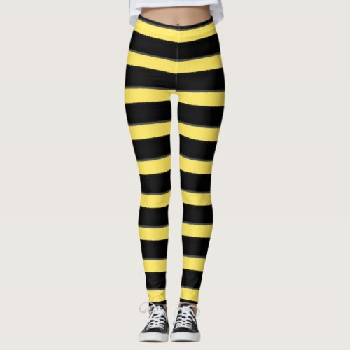 Bumblebee Inspired BlackYellow Stripes Pattern Leggings