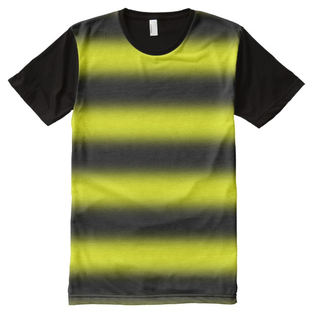 Bumblebee Inspired Yellow & Black Stripes All-Over-Print T-Shirt (Front)