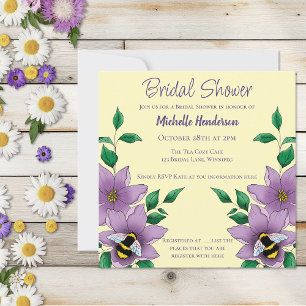 Bumblebee Lavender Flower Yellow Invitation