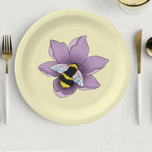 Bumblebee Lavender Flower Yellow Paper Plates