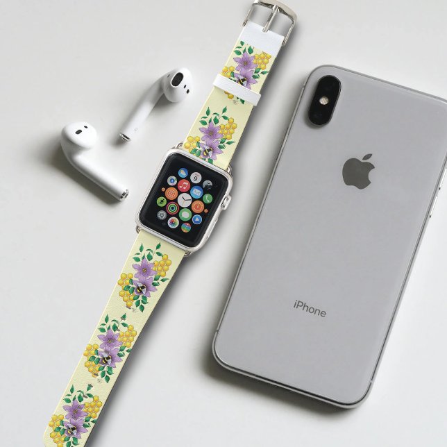 Bumblebee Lavender Flowers Yellow Apple Watch Band (Creator Uploaded)