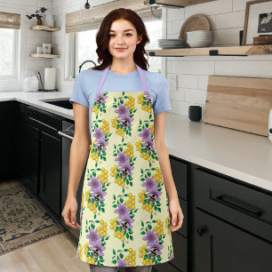 Bumblebee Lavender Flowers Yellow Apron