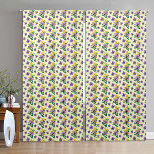 Bumblebee Lavender Flowers Yellow Blackout Curtains