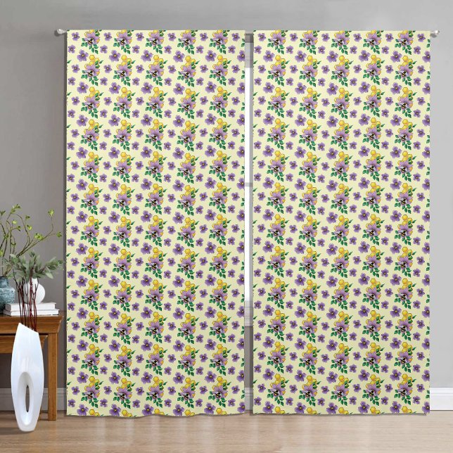Bumblebee Lavender Flowers Yellow Blackout Curtains (Creator Uploaded)