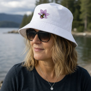 Bumblebee Lavender Flowers Yellow Bucket Hat