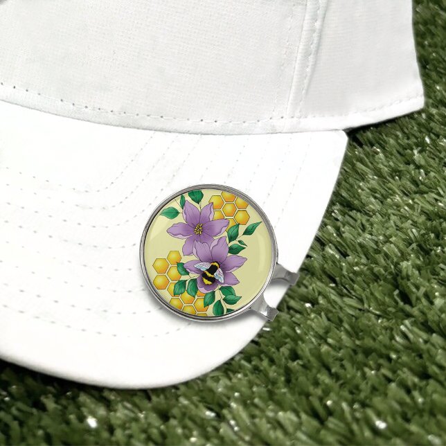 Bumblebee Lavender Flowers Yellow Golf Hat Clip (Creator Uploaded)